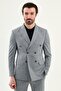 Striped Slim Fit Wide Collar Double Breasted Men's Jacket Navy Blue - 41490.26Y