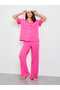 Pink Textured Shirt And Pyjama Set