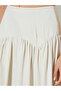 Cream Wide Waistband A-Line Maxi Skirt - 3