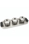 Luhpar Brushed Silver Stainless Steel Serving Tray with 3 Lidded Bowls & Black Wooden Handles | 55×20×10 cm