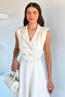 Stone Women's Double Breasted Collar Four Button Dress - 5