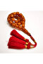 German Musk Beads 33 Beads 12.5x13.5mm Amber Striped Barrel Decorative Beads Triple Silk Tassel 69g - 3