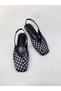 Bianca Women's Square-Cut Polka Dot Satin Open-Back Buckle Detailed Elegant and Stylish Daily Ballet Flats
