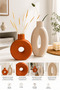 Brick Color and Beige 2-Piece Decorative Stone Vase Set - 4