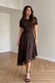 Women's Skirt with Asymmetrical Lace Detail at the Hem, Modal Fabric, Short Sleeve, Midi Length Dress - 5