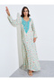 All Over Printed Jalabiya At Neck And Sleeve Hem