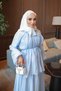 Baby Blue Waist Tie Shirt and Skirt Set - 2
