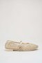 Women's Gold Hand Knitted Buckle Straw Look Comfortable Daily Buckle Ballerina Shoes Seferie - 3