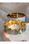 Women's Steel Gold Color Gray Cat Eye Stone Flexible Bracelet - 2