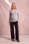 Maternity Light Gray Cotton Crew Neck Long Sleeve Inner Undershirt Breastfeeding Printed T-Shirt Nalani - 4