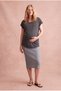 Maternity Light Gray Melange Cotton Crew Neck Short Sleeve Pocket Detailed T-Shirt Violette - 2