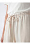 Beige Elastic Waist Women's Trousers - 3