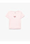 Crew Neck Short Sleeve Cotton T-Shirt with Embroidery Detail - 3