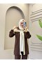 Women's 3-Piece Dabıl Fabric Hijab Set – Zippered Jacket, T-Shirt, and Pants Set N-05533 _ Brown