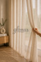 Knitted Mesh Beige Tulle Curtain Heavy Weight Non-Pleated Extra Thick Ready to Use - 3