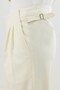 Ecru Double Pleated Men's Trousers with Buckle Detail - 4