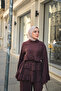 Women's Ruffle Detail Layered Wrinkled Double Suit Plum - 3