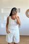 White Ribbed Buttoned Top - 2