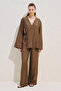 بلوزة كيمونو مزينة بنسيج مزخرف من الفرو المنك - 3