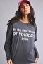 100% Cotton Oversized Crew Neck Printed Long Sleeve Anthracite T-Shirt I2915Ax26Au - 5