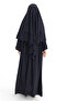 3 Piece Souffle Veiled Robe Dress Set - Kdm5003 Navy Blue - 3