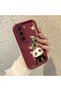 Infinix Hot 60I Compatible Case Camera Protector Claret Red Silicone Couple Phone Case Cat Pattern - 3