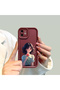 iPhone 17 Pro Compatible Case Camera Protector Burgundy Silicone Couple Phone Case Girl Pattern - 7