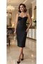 Black You Will Shine Like a Star on Special Occasions Stylish Side Lace Detailing Generous Bustline Slit Below the Knee Premium Dress