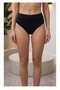 Women's Black High Waist Bikini Bottom with Wide Belt - 3
