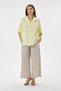 Women's Yellow Italian Floral Embroidered Scalloped Fold-Over Long Sleeve Oversize Poplin Shirt Size 40 - 44 - 6