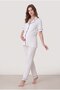 Women's Ecru Black Ribbed Front Buttoned 2-Piece New Season Maternity Pajama Set - 2