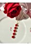 Velvet Red Rose Necklace Bracelet Earring Set - 4