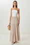 Flounced Summer Linen Skirt Lkt0025 Beige - 2