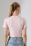 Cotton Compact Combed Ribbed Crew Neck Crop T-Shirt 21560 Pudra - 4