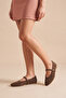 Women's Round Toe Strappy Mary Jane Daily Ballet Flats Sihas Light Brown Suede - 2