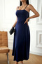 New Season Women's Long Janjan Crepe Dress with Rope Straps and Cross Detail on the Back - 2