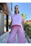 Pink Pleated Modal Shalwar Trousers Blouse Set - 4