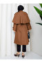 Cape-Covered Buttoned Belted Hijab Trench Coat Rc3142 - 8