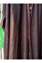 Women's Brown Metallic Open Front Draped Cape Abaya - 6