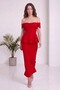 Women's Peplum Skirt Blouse Double Set Off-Shoulder Red - 3