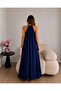 Navy Blue Gold Chain Halter Neck Maxi Dress - 4