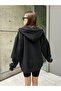 Women's Oversize Star Patch Hooded Zipper Sweatshirt - 5