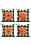 Checkered Flowers Patterned 4-Piece Throw Pillow Cover Set - 3