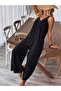 Women's Akılı V Lace Collar Wide Cut Detailed Viscose Jumpsuit - 4