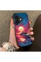 iPhone 17 Compatible Silicone Edge Hard Back Case Couple Phone Case Sunset Patterned - 3