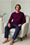 Combed Cotton Single Jersey (Thin) Checked Long Sleeve Men's Pajama Set