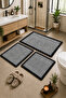 Non-Slip Based Washable 3-Piece Plain Gray Bath Mat and Toilet Set – Modern Bathroom Rug