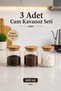 3-Piece 600 ml Glass Storage Jar with Wooden Lid – Coffee, Sugar, Tea, Spice Storage Container with Label