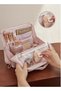 SOTEN Large Travel Makeup Bag Organizer, Standing Cosmetic Organizer with Handle, Waterproof PU Vanity Case for Women, Portable Makeup Station & Toiletry Bag, Available in Cream Beige, Sky Blue & Ligh - 7