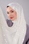 Ecru Geometric Pattern Deluxe Devore Shawl